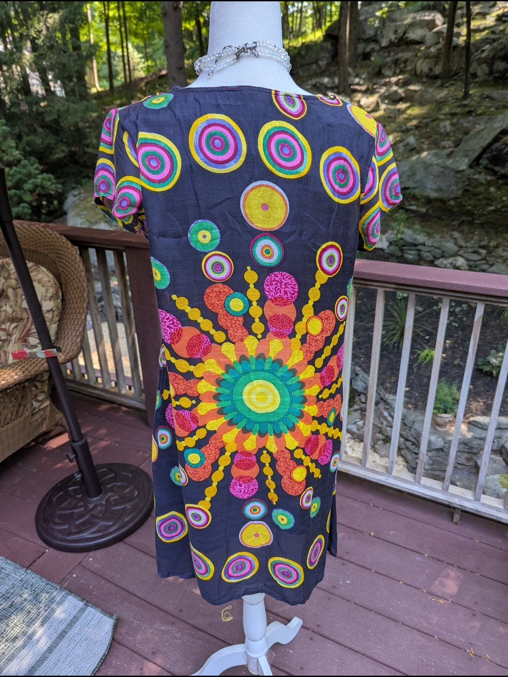 Desigual Black Tunic with Vibrant Multicolor Sunburst Embroidery - Picture 7 of 16